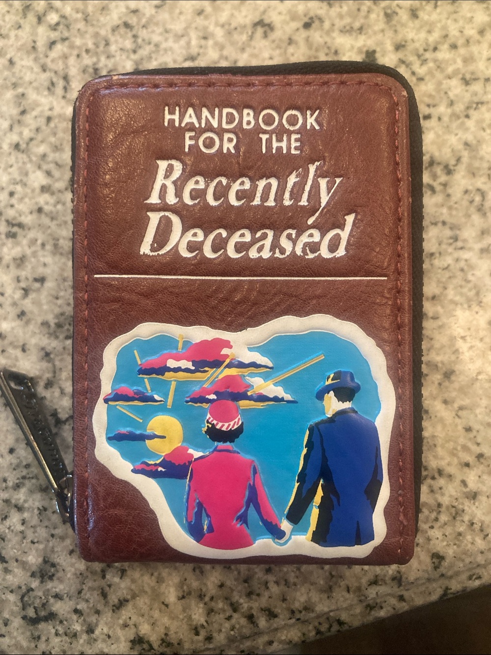 Brown Novelty 'Handbook for the Recently Deceased' Zip Wallet